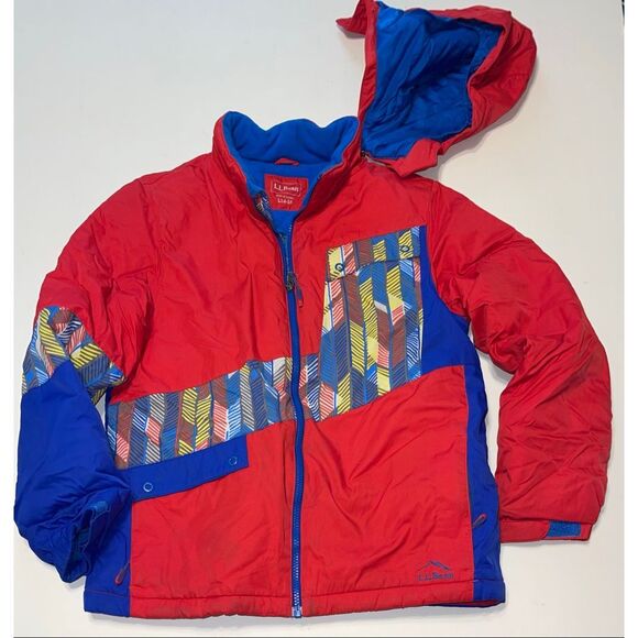Vintage LL Bean Kids Zip Up Hooded Jacket Coat Fleece Lined Winter Youth Size L - Picture 1 of 7